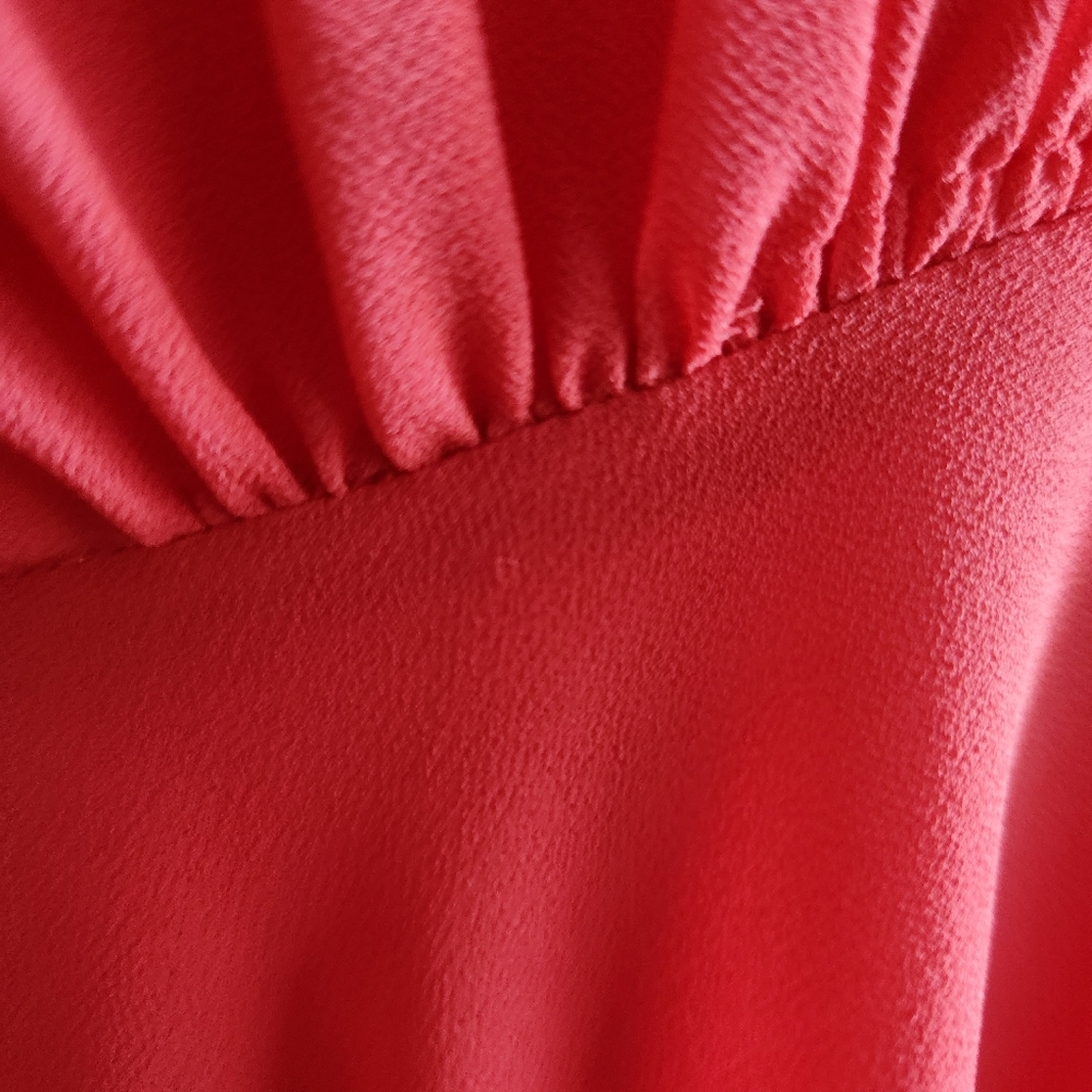 Forever 21 Front Deep V Flutter Sleeve Flowy Summer Dress Bright Coral Size L - Picture 9 of 16